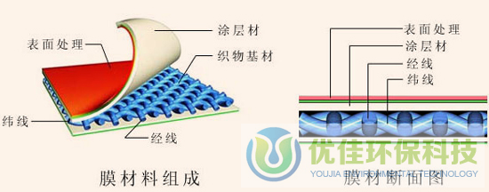 雙膜氣柜膜材剖析圖